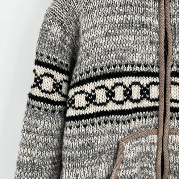 Women's Gray 100% Wool Hooded Knit Jacket | Size XL - Picture 4 of 10